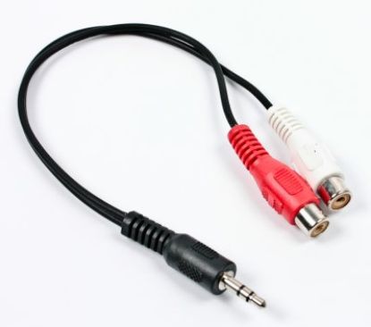  Зображення Аудіо-кабель 3,5mm/2xRCA (F) (пальчик-два тюльпана) Gembird (CCA-406), 0.2m Black 