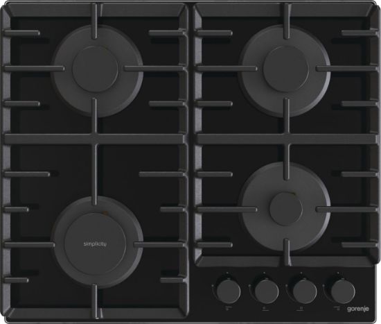  Зображення Варильна поверхня Gorenje газова на склі, 60см, чавун, чорний 