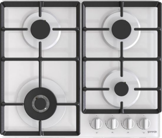  Зображення Варильна поверхня Gorenje газова на склі, 60см, чавун, білий 