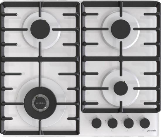  Зображення Варильна поверхня Gorenje газова на склі, 60см, чавун, білий 
