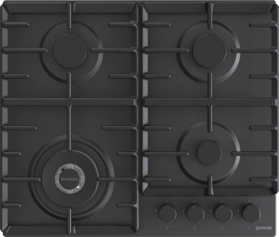  Зображення Варильна поверхня Gorenje газова, 60см, чавун, чорний 