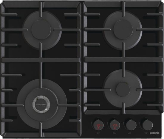 Зображення Варильна поверхня Gorenje газова на склі, 60см, чавун, чорний 