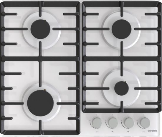  Зображення Варильна поверхня Gorenje газова на склі, 60см, чавун, білий 