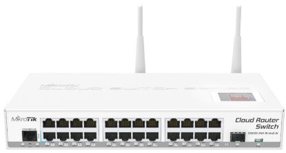  Зображення Комутатор MikroTik CRS125-24G-1S-2HnD-IN (1xSFP cage, 24xGLAN, PoE in, 2,4 Ghz, 802.11b/g/n, 2*2 MIMO, 2*4dBi, 30dBm, 300Mbps, CPU 600Mhz, 128MB RAM, micro USB port, LCD panel, RouterOS L5)) 
