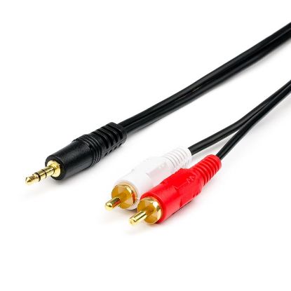  Зображення Аудіо-кабель 3,5mm/2xRCA (M) (пальчик-два тюльпана) Atcom (10708), 3.0m Black 