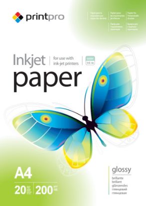  Зображення Бумага PrintPro глянц. 200г/м, A4 PG200-20 