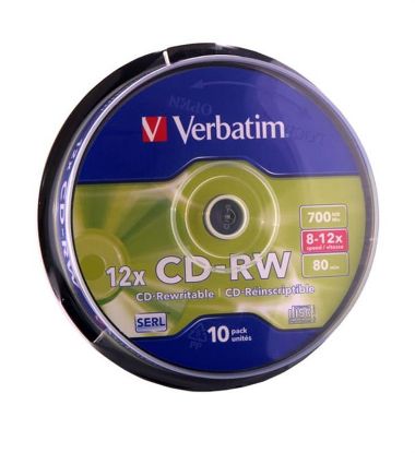  Зображення Диск CD-RW  700MB  12x  10pcs  Verbatim Spindle ) 