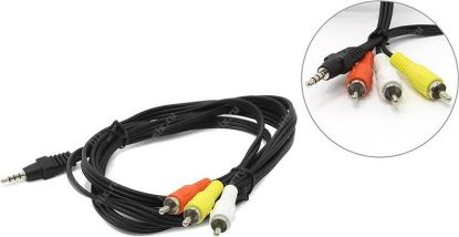  Зображення Аудіо-відео кабель 3,5mm/3xRCA (пальчик - 3 тюльпана (M/M)) Cablexpert (CCA-4P2R-2M)  AV, 2.0m Black 