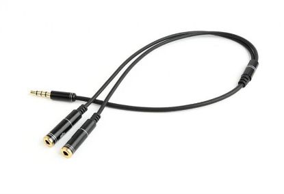  Зображення Кабель audio Cablexpert CCA-417M стерео аудіо 3.5мм 4-pin M/F 3.5 мм + мікрофон "мама" 0.2 м) 