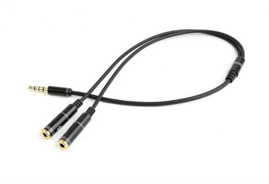  Зображення Кабель audio Cablexpert CCA-417M стерео аудіо 3.5мм 4-pin M/F 3.5 мм + мікрофон "мама" 0.2 м) 