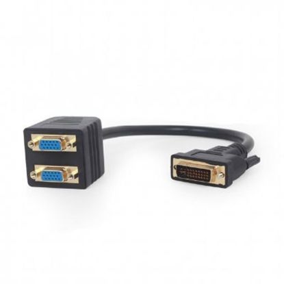  Зображення Перехідник Cablexpert A-DVI-2VGA-01 розгалужувач DVI сигналу A-DVI-2VGA-01, на 2 порта VGA) 