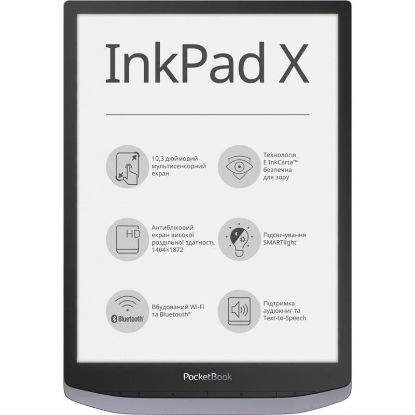 Зображення Електронна книга PocketBook 1040 InkPad X Metallic Grey (PB1040-J-CIS) 