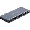  Зображення CANYON DS-5, Multiport Docking Station with 5 port, with Thunderbolt 3 Dual type C male port, 1*Thunderbolt 3 female+1*HDMI+1*USB3.0+1*SD+1*TF. Input 100-240V, Output USB-C PD100W&USB-A 5V/1A, Aluminium alloy, Space gray, 90*41*11mm, 0.04kg 