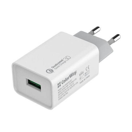  Зображення Зарядное устройство Colorway 1USB Quick Charge 3.0 (18W) White 