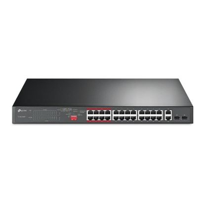  Зображення Комутатор TP-LINK TL-SL1226P 24xFE/24xPoE+ 250W 2xGE 2xcomboGE/SFP 19" 1U 