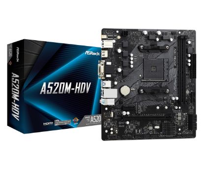  Зображення ASRock A520M-HDV (AM4/A520, 2*DDR4, PCIex16, D-Sub/DVI-D/HDMI, 4xSATAІІІ, M.2, GLan, 8ch, mATX) 