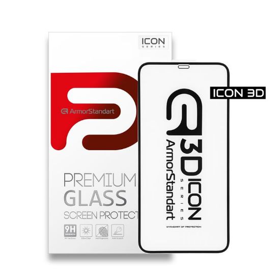  Зображення Скло захисне Armorstandart Icon 3D Apple iPhone 12 Black (ARM57192) 