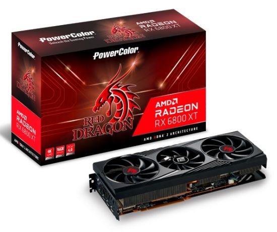  Зображення Power Color Video Card AMD Radeon 6800XT Red Dragon 16GB, 256bit GDDR6 2310Mhz, PCI-E 4, 3x DP, HDMI, Triple Fan, 3 slot 