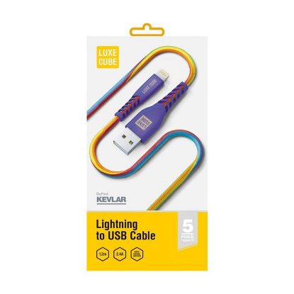  Зображення Кабель Luxe Cube Kevlar USB-Lightning, 1.2м, веселка (8886668686341)  