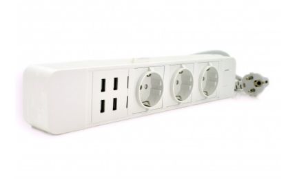  Зображення Мережевий фільтр Voltronic WiFi (ТВ-Т09/17464) 3 розетки, 4 USB, 2 м, White 