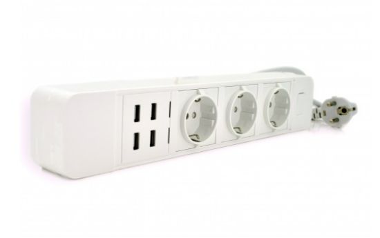  Зображення Мережевий фільтр Voltronic WiFi (ТВ-Т09/17464) 3 розетки, 4 USB, 2 м, White 
