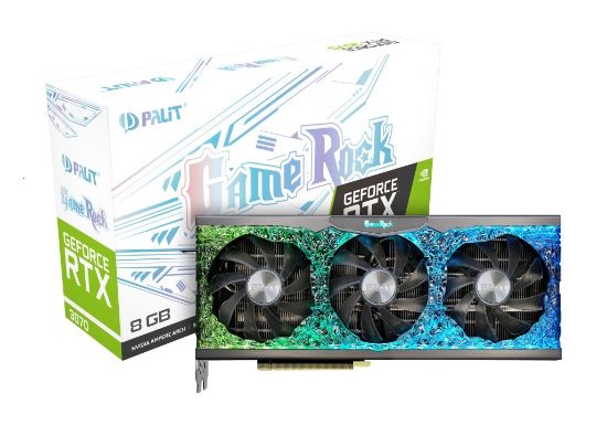  Зображення Відеокарта GF RTX 3070 8GB GDDR6 GameRock V1 Palit (NE63070019P2-1040G) (LHR) 