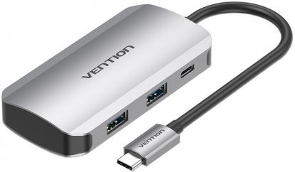  Зображення Хаб USB 3.1 Type-C -> 4хUSB 3.0/PD 100W 5-in-1 Vention 