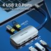  Зображення Хаб USB 3.1 Type-C -> 4хUSB 3.0/PD 100W 5-in-1 Vention 