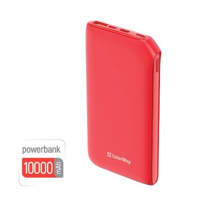  Зображення Універсальна мобільна батарея ColorWay Soft Touch 10000mAh Red (CW-PB100LPE3RD-PD) 