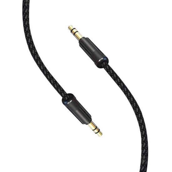  Зображення Аудіо-кабель SkyDolphin SR10 Neylon Wire 3.5 мм - 3.5 мм (M/M), 1 м, Black (AUX-000065) 