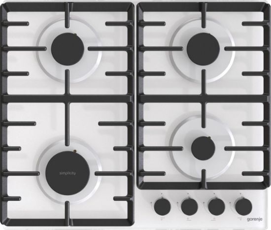  Зображення Варильна поверхня Gorenje газова на склі, 60см, чавун, білий 