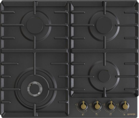  Зображення Варильна поверхня Gorenje газова, 60см, чавун, чорний 