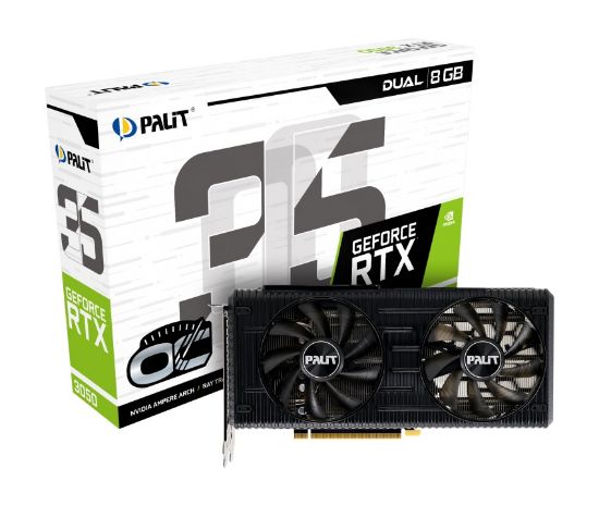  Зображення Відеокарта GF RTX 3050 8GB GDDR6 Dual OC Palit (NE63050T19P1-190AD) 