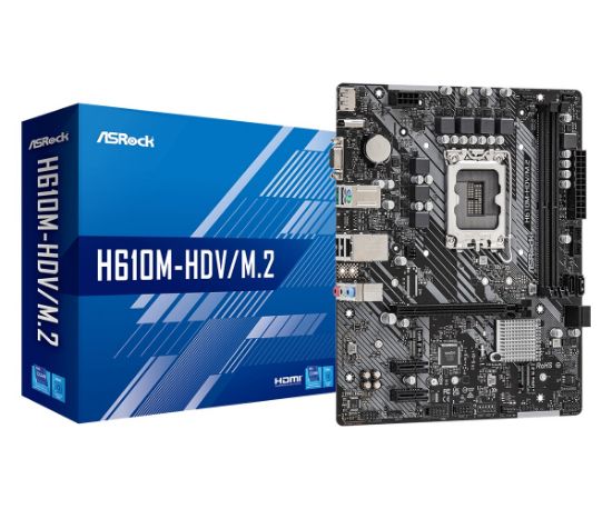  Зображення Материнська плата ASRock H610M-HDV/M.2 s1700 H610 2xDDR4 HDMI D-Sub mATX 