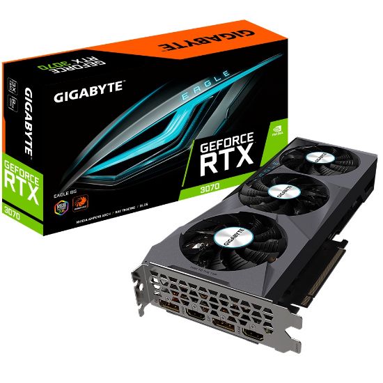  Зображення Відеокарта GeForce RTX 3070  8GB GDDR6   GigaByte Eagle 8G  (256Bit Core:1725MHz Memory:14000MHz rev.2.0)  (LHR)) 