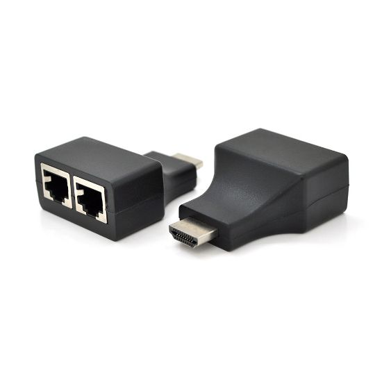  Зображення Адаптер Voltronic HDMI - 2хRJ-45 (M/F), Black (YT-SCPE HDMI/2P-30m720P/08516) 