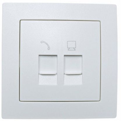  Зображення Розетка Smartfortec НЅ033ТC подвійна RJ-45/RJ-11 з захисними шторками прихованого типу біла 