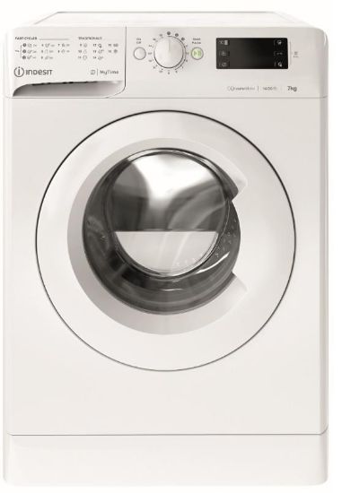  Зображення Пральна машина Indesit фронтальна, 7кг, 1400, A+++, 54см, дисплей, інвертор, білий 