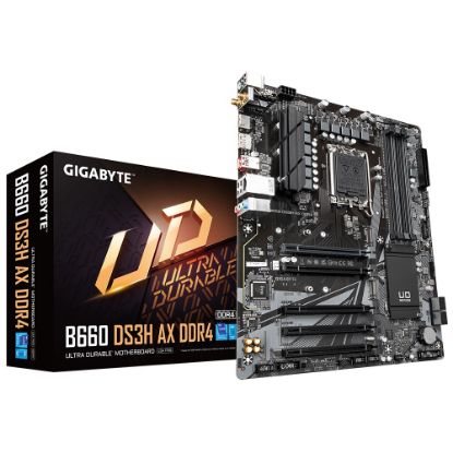  Зображення MB Socket_1700 GIGABYTE B660 DS3H AX DDR4 (B660, DDR4, 128Gb, 5333MHz, LAN-1Gbt/s, DisplayPort, HDMI, 1xM.2 22110, 1xM.2 2280, 4xSata6.0Gb/s, Wi-Fi (802.11 a/b/g/n/ac/ax), Bluetooth 5.2, ATX)) 