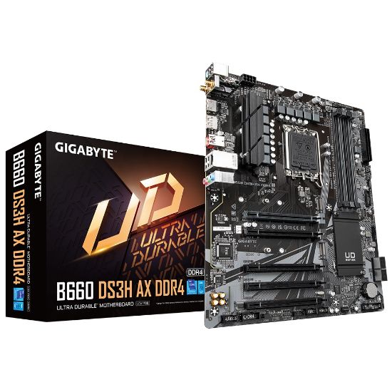  Зображення MB Socket_1700 GIGABYTE B660 DS3H AX DDR4 (B660, DDR4, 128Gb, 5333MHz, LAN-1Gbt/s, DisplayPort, HDMI, 1xM.2 22110, 1xM.2 2280, 4xSata6.0Gb/s, Wi-Fi (802.11 a/b/g/n/ac/ax), Bluetooth 5.2, ATX)) 