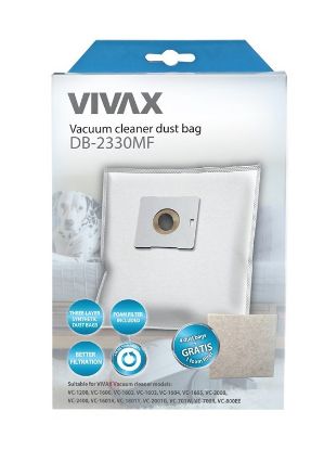  Зображення Мішки Vivax Home для пилососу синт. 4шт/уп + фільтр 13х15см (DB-2330MF) 