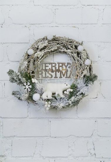  Зображення Різдвяний вінок ColorWay Merry Christmas з натуральних гілок ротанга (CW-MCW-41W) 