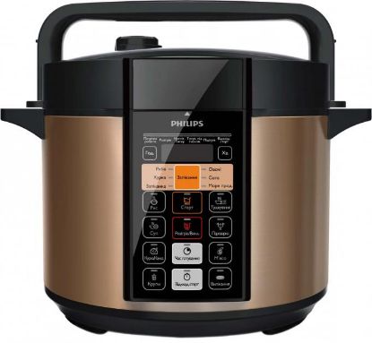  Зображення Мультиварка-скороварка PHILIPS Daily Collection, 1000Вт, чаша-6л, кнопкове керування, нерж. сталь, чорний-метал 