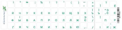  Зображення Наклейка на клавіатуру Grand-X 60 keys transparent protection Cyrillic green (GXTPGW) 
