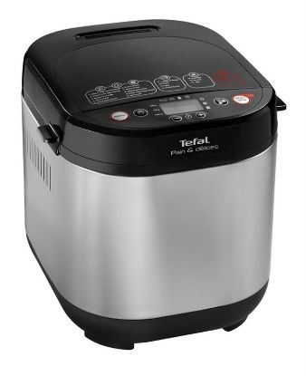  Зображення Хлібопічка Tefal Pain et Delice Pain et Delice, 720Вт, програм-1,  макс.вес -1кг, форма-прямокутрик, нерж.сталь, чорний 