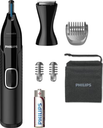  Зображення Тример Philips Series 5000, для бороди, вусів, окантовки, брови, носа та вух, 1хАА, насадок-4, чохол, сталь, чорний 