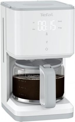  Зображення Кавоварка Tefal крапельна Sense, 1.25л, мелена, LED-дисплей, сенсор.керування, білий 
