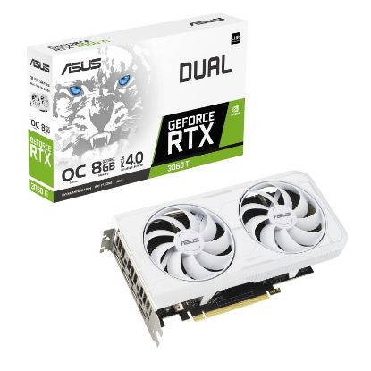  Зображення Відеокарта GeForce RTX 3060 Ti  8GB GDDR6X   Asus Dual White OC) 