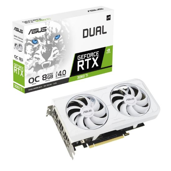  Зображення Відеокарта GeForce RTX 3060 Ti  8GB GDDR6X   Asus Dual White OC) 