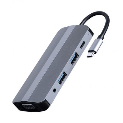  Зображення USB Type-C концентратор (Hub) Cablexpert 1 x HDMI, VGA, 1 x USB Type C, 1 х USB 3.1, SD/microSD, 3.5 